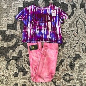 2pc outfit girls size 10 NWT. Pink leggings & Justice tie dye T-shirt